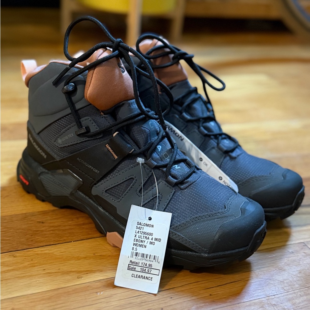 Salomon Ebony and Orange X Ultra 4 Mid Boots